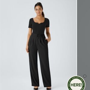 Halara large black High Waisted Zipper Pocket Shirred Straight Leg NWT